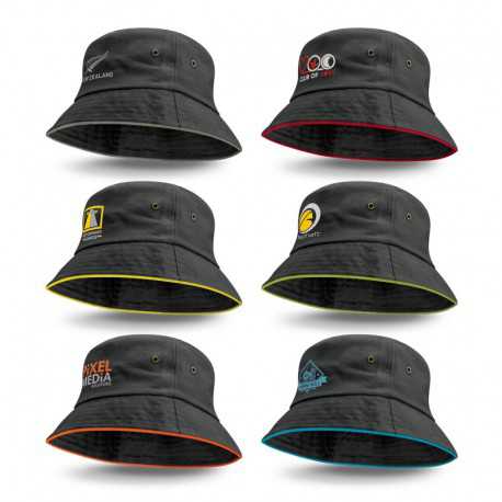 Wide Brim Hats - Bondi Bucket Hat - Coloured Sandwich Trim