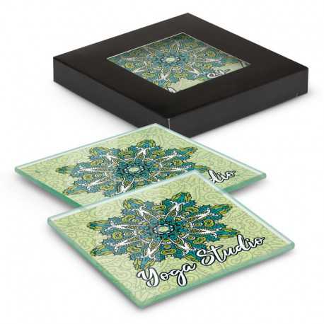 Coasters - Venice Glass Coaster Set of 2 Square - Full Colour