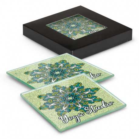 Venice Glass Coaster Set of 2 Square - Full Colour