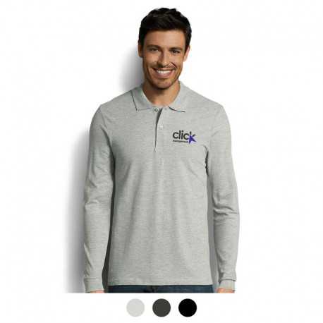 Men's Promotional Polo Shirts - SOLS Perfect Mens Long Sleeve Polo