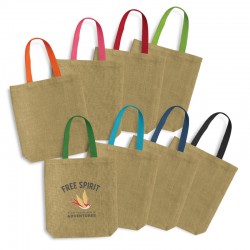 Thera Jute Tote Bag - Coloured Handles