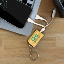 Phone & Tablet Chargers - Bamboo Charging Cable Key Ring - Rectangle