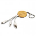 Phone & Tablet Chargers - Bamboo Charging Cable Key Ring - Round