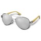 Wristbands - Aviator Mirror Lens Sunglasses - Bamboo