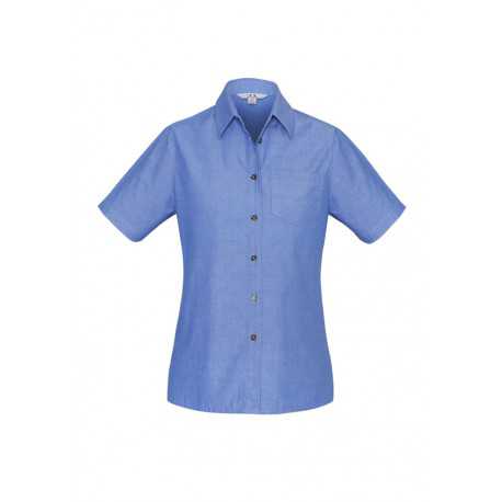 Ladies Corporate Shirts - Ladies Wrinkle Free Chambray Short Sleeve Shirt