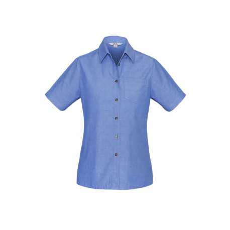 Ladies Wrinkle Free Chambray Short Sleeve Shirt