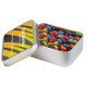 M&Ms in Silver Rectangular Tin