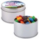 Sweets in Tin Packs - M&Ms in Silver Round Tin