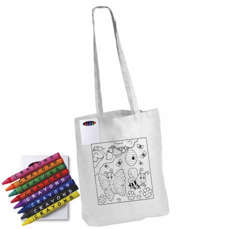 Tote & Calico Bags - Colouring Long Handle Cotton Bag & Crayons