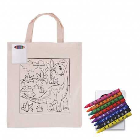 Colouring Short Handle Calico Bag & Crayons