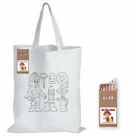 Tote & Calico Bags - Colouring Short Handle Cotton Bag & Pencils