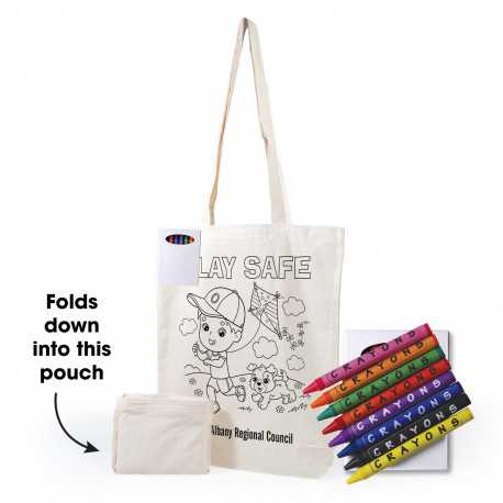 Cotton & Calico Tote Bags - Get Crafty Folding Calico Bag and Crayons