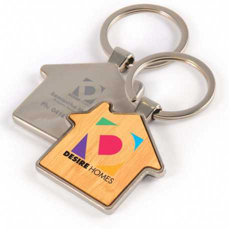 Metal Keyrings - House Bamboo Zinc Keytag