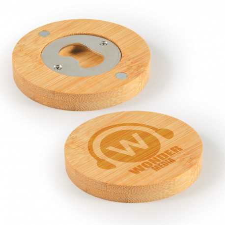 Bottle Openers - Discus Bamboo Bottle Opener Coaster