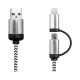 USB Hubs & Cables - Milano 2n1 Fabric Charge & Data Cable