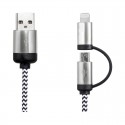 USB Hubs & Cables - Milano 2n1 Fabric Charge & Data Cable