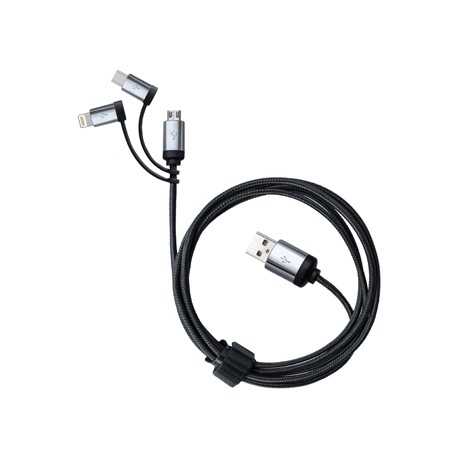 USB Hubs & Cables - Pesaro 3n1 Fabric Charge & Data Cable