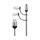 USB Hubs & Cables - Pesaro 3n1 Fabric Charge & Data Cable