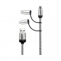 USB Hubs & Cables - Pesaro 3n1 Fabric Charge & Data Cable