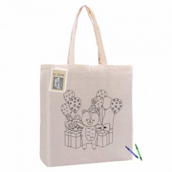 Colouring Calico Bag with Gusset