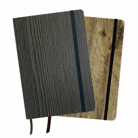 Promotional Journals & Noteboooks - Wood Look Notebook A5