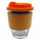 Reusable Coffee Cups - Glass - Carlo Glass Coffee Cup - Cork Band 340ml