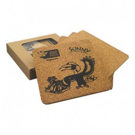 Coasters - Vineyards Cork Coaster Square Set of 4