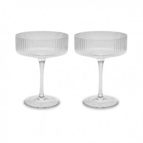Printed Glasses - Hazel Ribbed Coupe Glasses