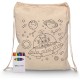 Cotton & Calico Tote Bags - Squiggle Calico Drawstring Bag + Crayon set