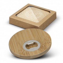 Bamboo Bottle Opener Coaster Set of 2 - Round