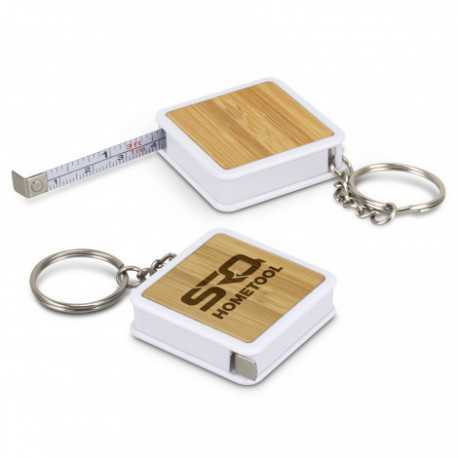 Printed Tape Measures - Bamboo Tape Measure Key Ring