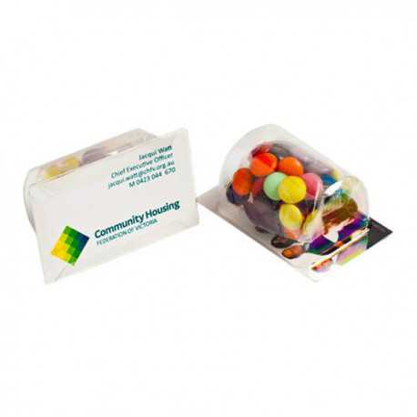 Promotional Chocolates - Biz Card Treats with Choc Beans 25G (Mixed Colours)