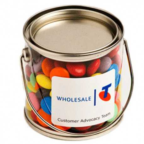 Lollies in Buckets & Jars - Small PVC Bucket Filled with Choc Beans 170G (Mixed Colours)