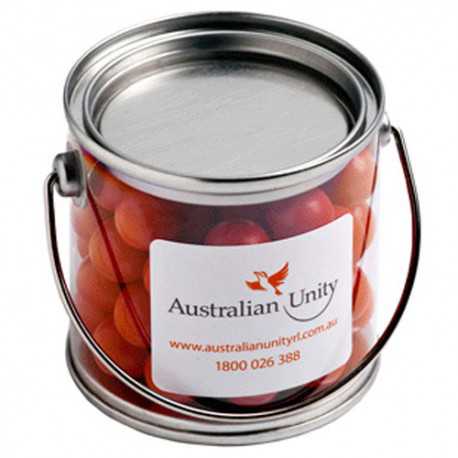 Lollies in Buckets & Jars - Small PVC Bucket Filled with Orange Choc Drops (Jaffa Look Alike) 160G