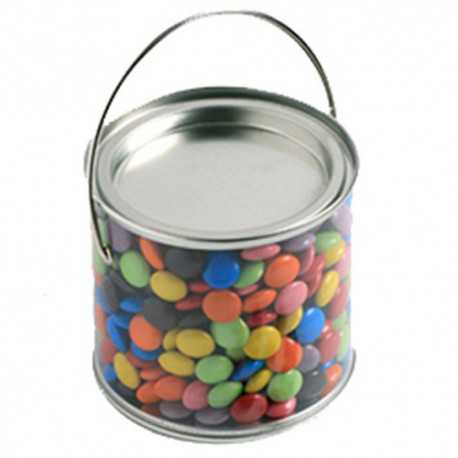 Lollies in Buckets & Jars - Medium PVC Bucket Filled with Choc Beans 400G (Corporate Colours)