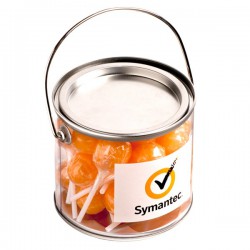 Lollies in Buckets & Jars - Medium PVC Bucket Filled with Ball Lollipops X 22 (Mixed Coloured Lollipops)