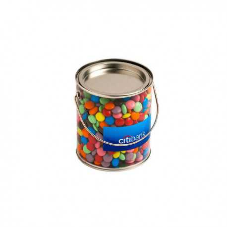 Lollies in Buckets & Jars - Big PVC Bucket Filled with Choc Beans 875G (Mixed Colours)
