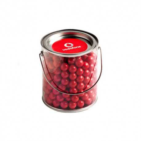 Lollies in Buckets & Jars - Big PVC Bucket Filled with with Orange Choc Drops (Jaffa Look Alike) 800G