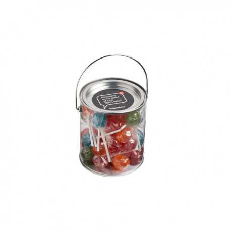 Lollies in Buckets & Jars - Big PVC Bucket Filled with Ball Lollipops X44 (Mixed Coloured Lollipops)