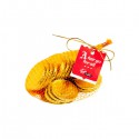 Promotional Chocolates - Mixed Chocolate Coins Bag with Gold Elastic Ribbon Tied in A Bow