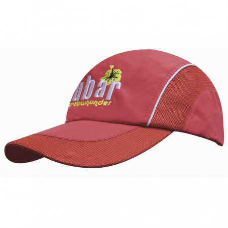 Caps - Spring Woven Fabric Cap with Mesh to Side Panels and Peak