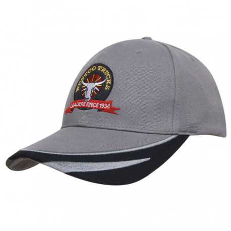 Caps - Brushed Heavy Cotton Cap with Peak Trim Embroidered