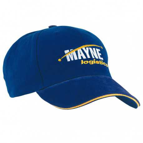Caps - Brushed Heavy Cotton Cap with Suede peak and Sandwich Trim