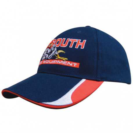 Brushed Heavy Cotton Cap with Peak Inserts and Sandwich