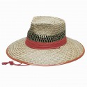 Straw Hats - Natural Straw Hat Orange Trim