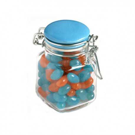 Promotional Jelly Beans - Jelly Beans in Glass Clip Lock Jar 80G (Mixed Colours or Corporate Colours)