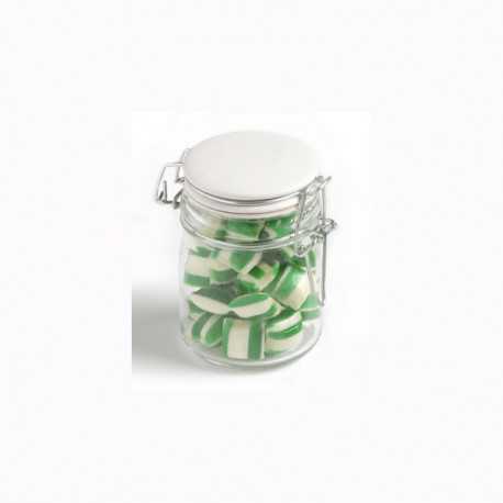 Lollies in Buckets & Jars - Corporate Coloured Humbugs in Glass Clip Lock Jar 160G
