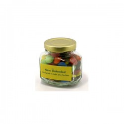 Choc Beans in Glass Squexagonal Jar 90G (Corporate Colours)