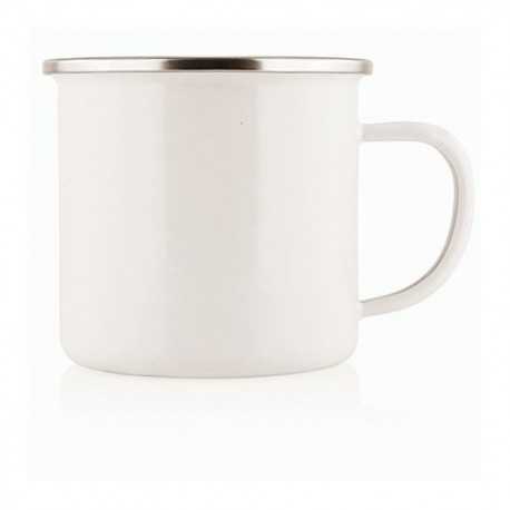 Coffee Mugs - 8cm Enamel Cup w/Stainless Rim