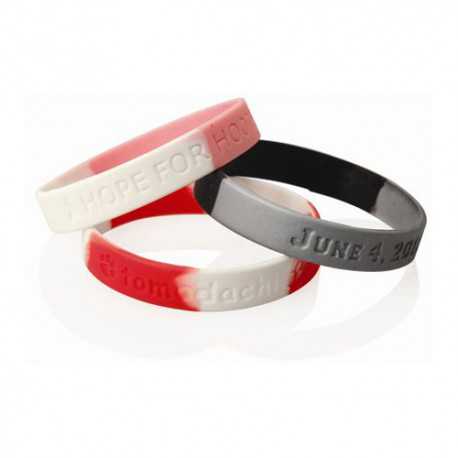 Sectional Coloured Debossed Silicone Wristband